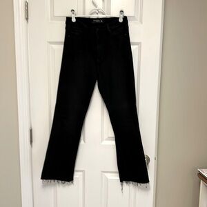 JUST BLACK DENIM size 29 black jeans...slight flare...distressed bottoms